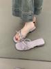 Gentle Fairy Cool Slippers 2025 New French Sweet Elegant Bow Open Toe Word with Temperament Sandals
