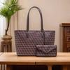 Große geometrische Print-Tragetasche 2-in-1-Set Damen-Alltags-Schulterhandtasche mit Beutel