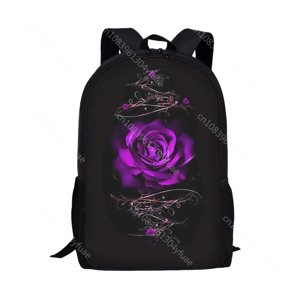 Gothic Rose Pattern School Bags for Girls Teenager Shoulder Backpack Trend College Student Casual Women Travel Bag