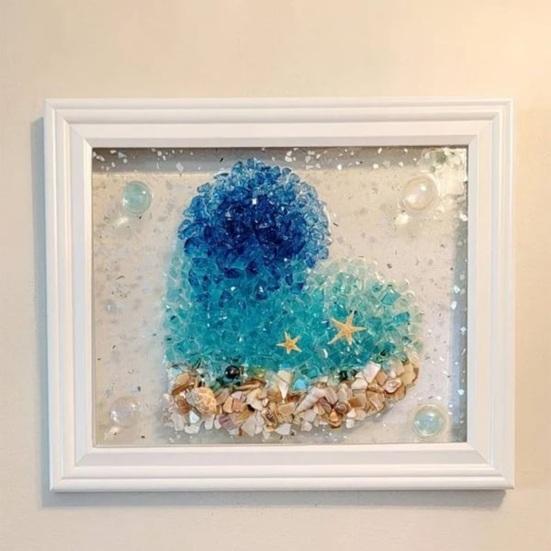 DIY Photo Frame Kit Glass Photo Frame Decorative Painting Set Sea Sea Glass Home