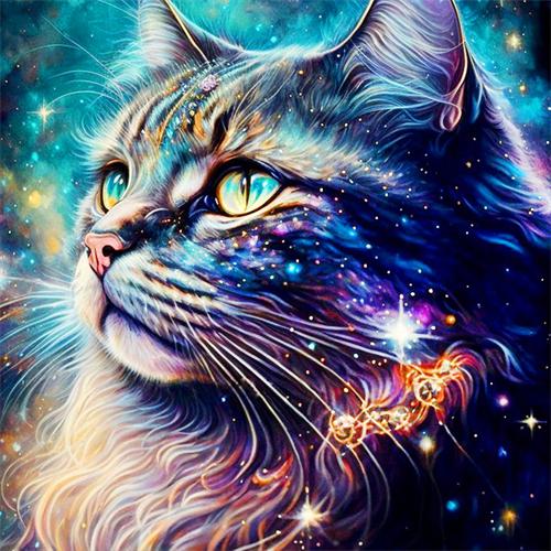 Diamond Painting Full Drill Cat Fantasy Square/round Embroidery Mosaic Animal Starry Night Cross Stitch Home Decor