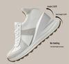 Men's White Breathable Thick-Soled Platform Sneakers - Discreet 8cm Height Boost Casual Dad Shoes