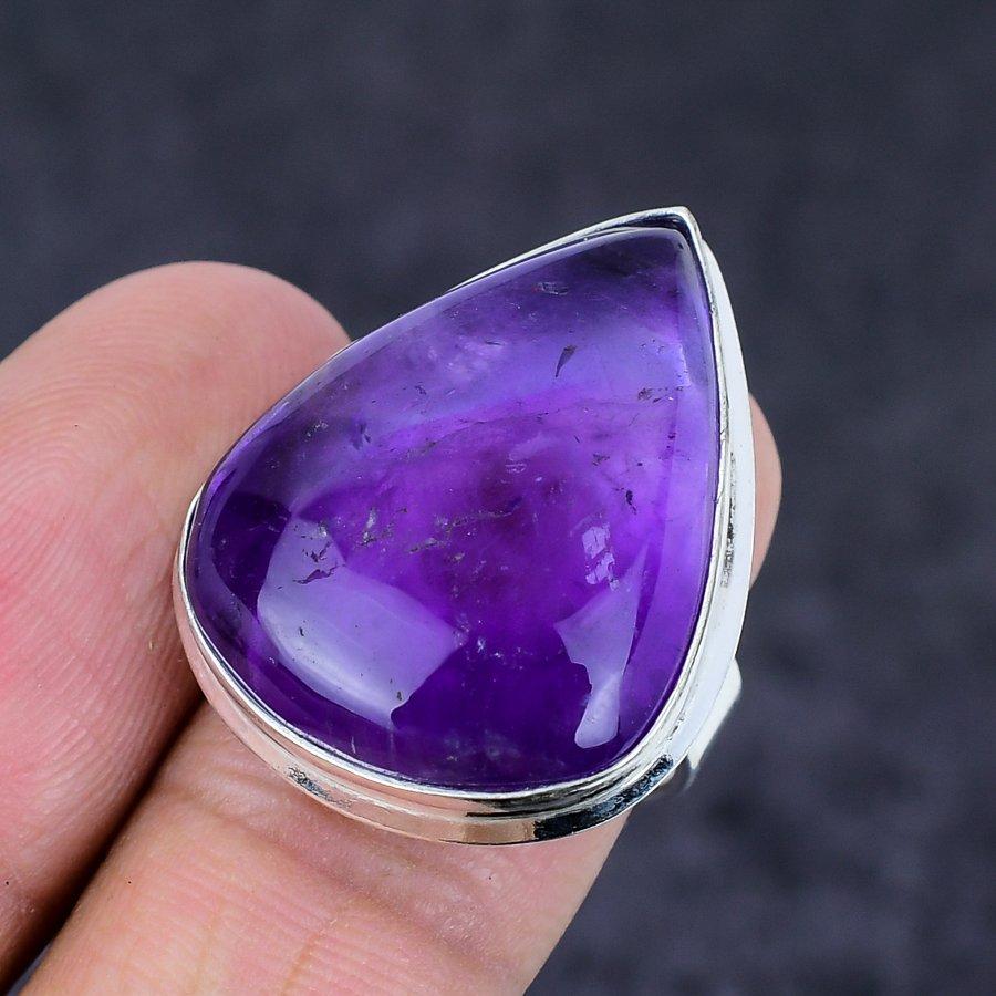 Sage Amethyst Gemstone 925 Sterling Silver Jewelry Ring Size 7