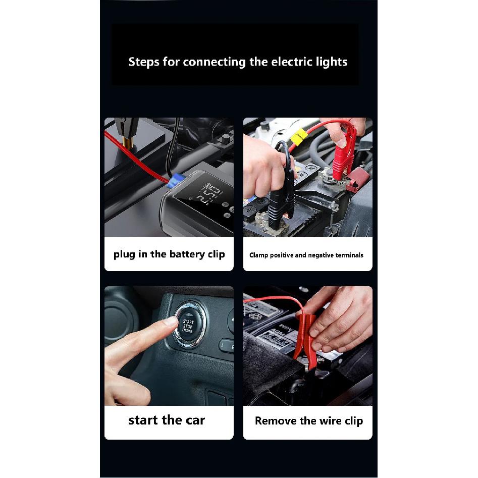 6 In 1 Portable 800A Jump Starter Power Bank, 12V Car Starting Device with Air Pump, Emergency Battery Booster for SUV