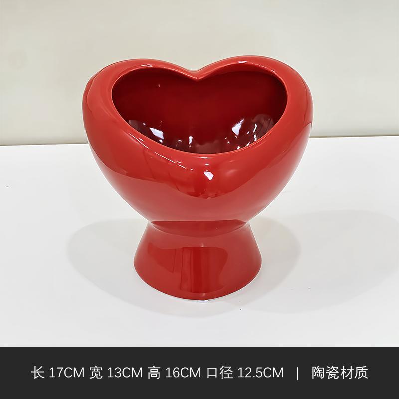European-style Ceramic Heart-shaped Vase Creative Hydroponic Simulation Flower Arrangement Container for Room Heart-shaped Vase