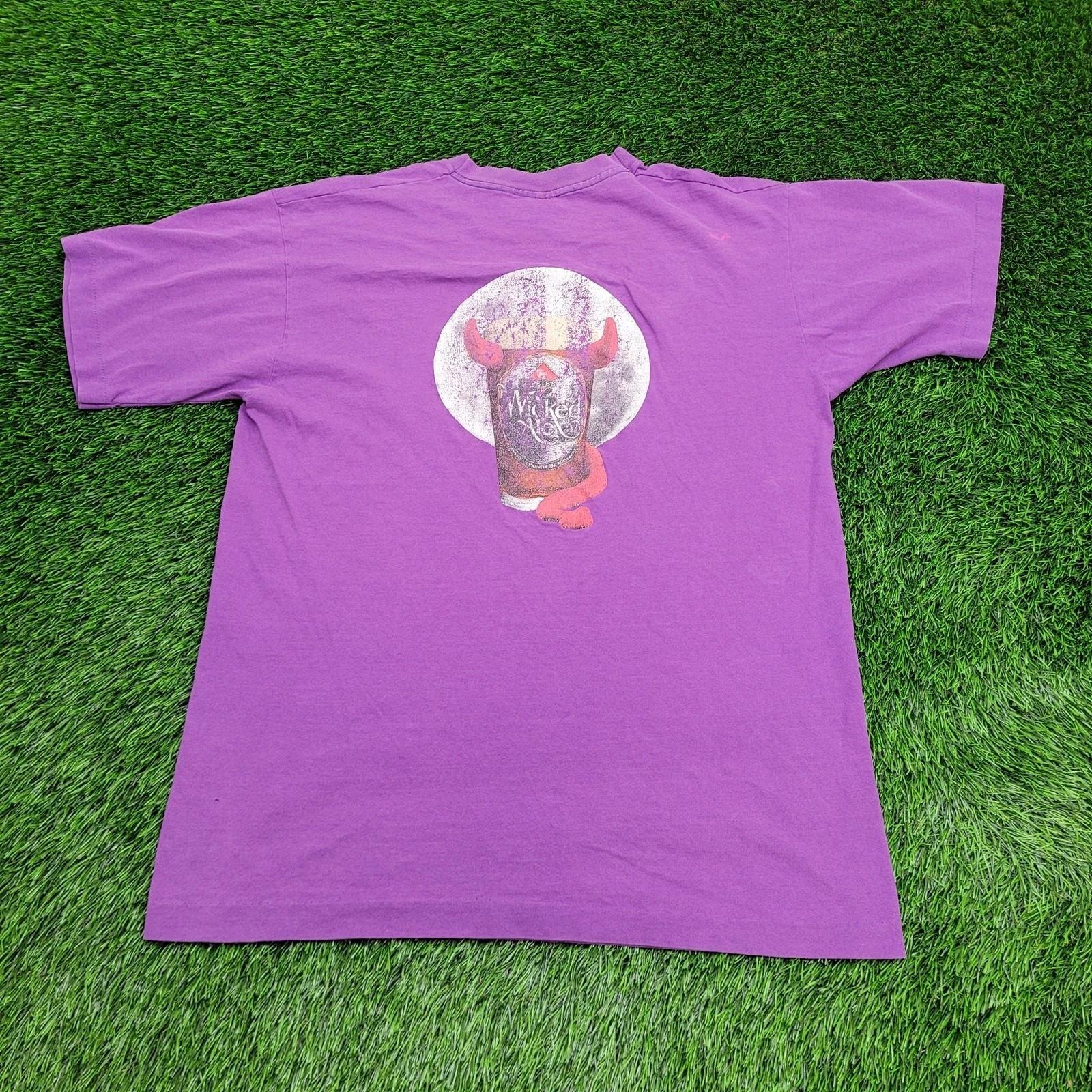 Vintage 90s Petes Wicked Ale Shirt L/XL 23x29 Purple Beverage L
