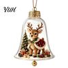 Vintage Christmas Tree Decor 3D Bell Ornament, Winter Scene Clear Decoration with Santa Holiday Home Atmosphere Enhancements Snowman Reindeer