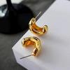 Irregular C-shaped Geometry Golden Stud Earrings for Women Girl Korean Love Aesthetic Daily Life Minimalist Jewelry