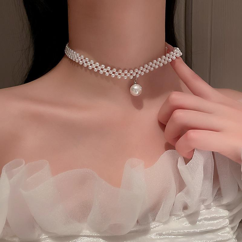 French Vintage Baroque Pearl Necklace Summer Niche Premium Sense Clavicle Chain Light Luxury Versatile Necklace Women