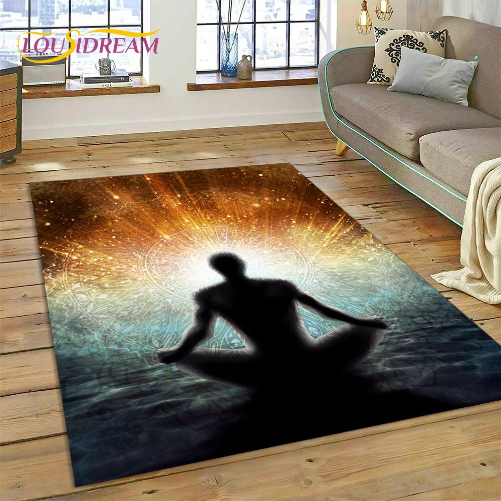 Naturalize Yoga Zen Meditation Rainbow 7 Chakra Carpet Rug for Home Living Room Bedroom Sofa Doormat Decor,Area Rug Non-slip Mat