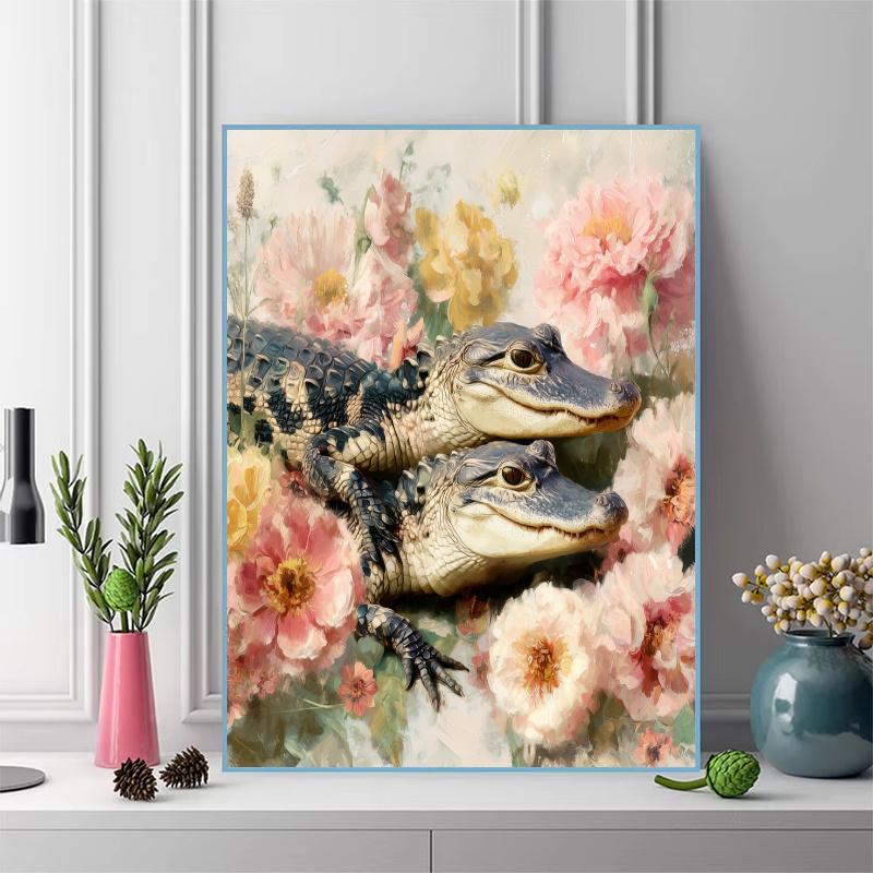 Crocodile Pattern  3pcs 100% Round Full Drill 5D DIY Diamond Painting Embroidery Cross Stitch Rhinestone Décor
