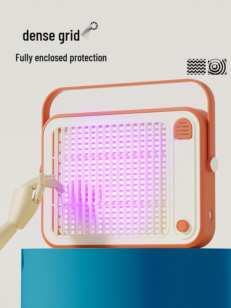 Wiederaufladbarer Faltbarer Elektrischer Mückenschläger & Lampe - Zwei-in-Eins Rotierender Mückenvernichter für Zuhause, Wohnheim oder Büro