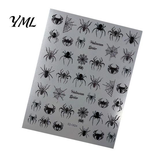 5D Embossed Nail Decals Halloween Art Stickers, Skull Pumpkin Ghost Relief Supplies Decals, Waterproof Self Adhesive Manicure Decoration Stickers