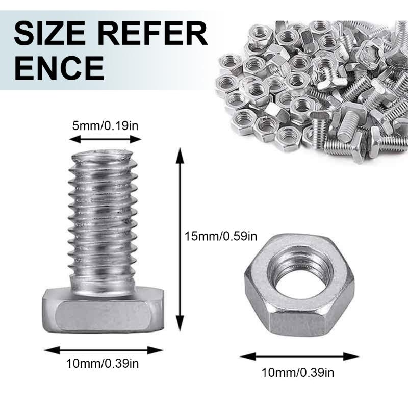 50Pcs Mounting Hardware Kit Aluminium M6x15mm Screws Bolts Nuts Kit Easy to Use for Hardware Greenhouse Supplies