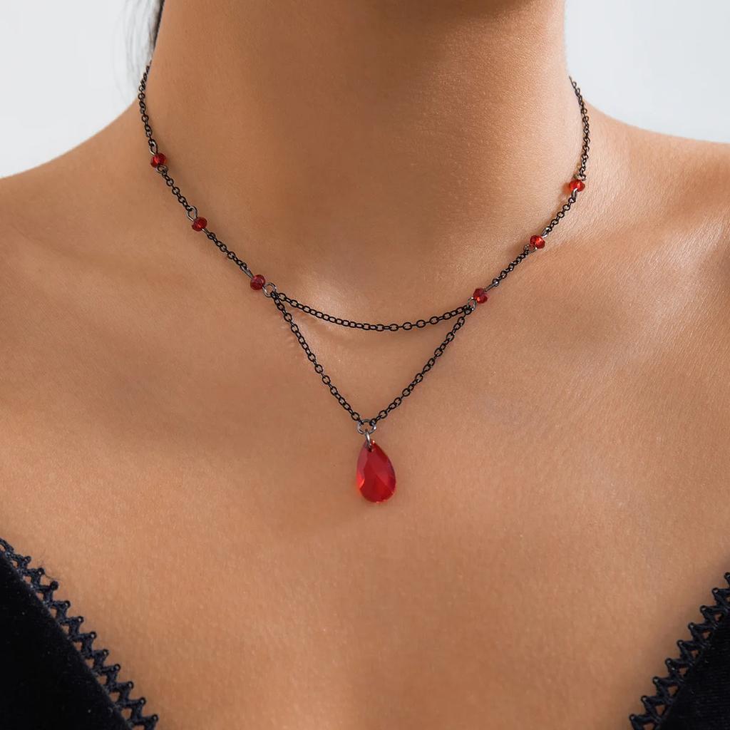 Blood Drops Stainless Steel Necklaces Neck Jewelry Simulation Necklace Women Aesthetic Metal Woman Trend 2024 Tassel Women's the