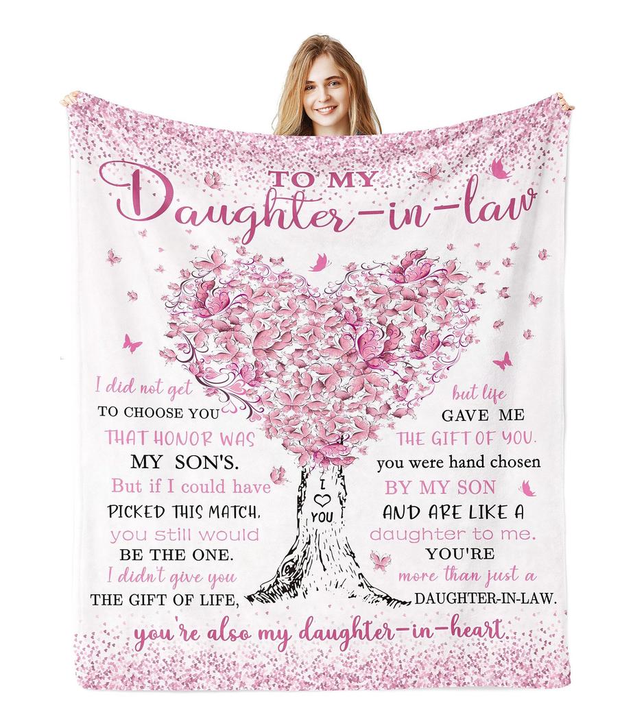Pink Love Tree Pattern Blanket Flannel Soft Comfortable Home Blanket Blanket Daughter Birthday Gift