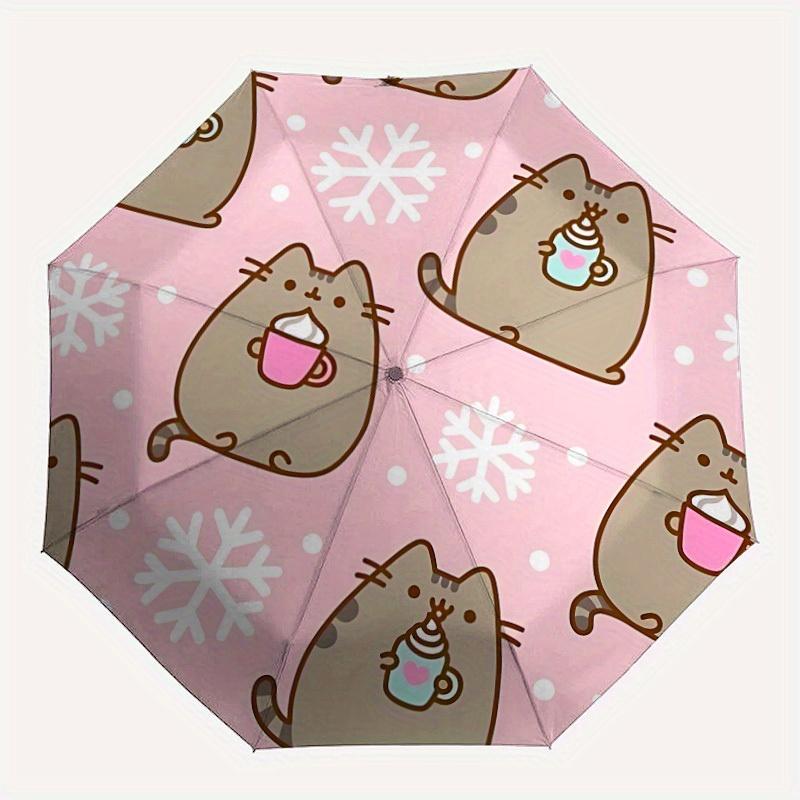

1pc Pusheen Winter Automatic Open/close, All-Season Portable Folding Cute Umbrella, Travel, Everyday, Formal Events - Compact Luxury Parasol, Outdoor