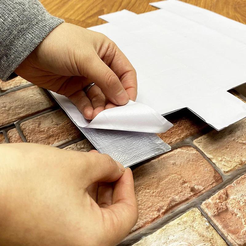 3D Imitation Brick Wall Stickers 30Cmx30Cm Diy Removeable Self-Adhesive Waterproof Wallpaper Living Room Kitchen Art Decoration