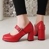 Scarpe Mary Janes da Donna Tacchi Alti Plateau Nuove 2025 Moda Primavera Cinturino Nero Rosso Tacco Scarpe da Ufficio Matrimonio Décolleté da Abito