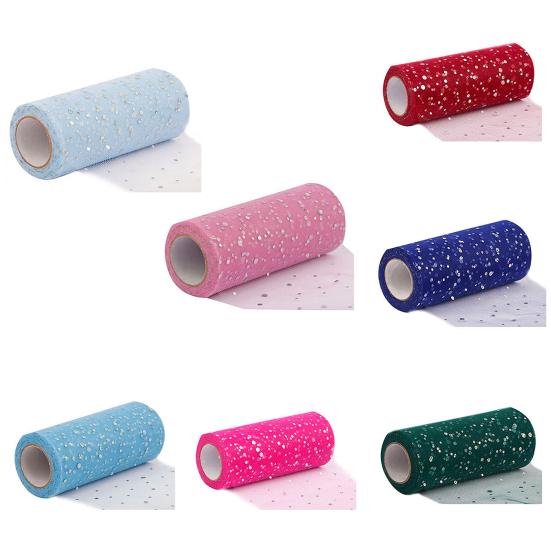 1 Roll Glitter Trimming Tulle Roll No Odor Net Yarn Wreath Decorations Sheer Ribbon for Indoor