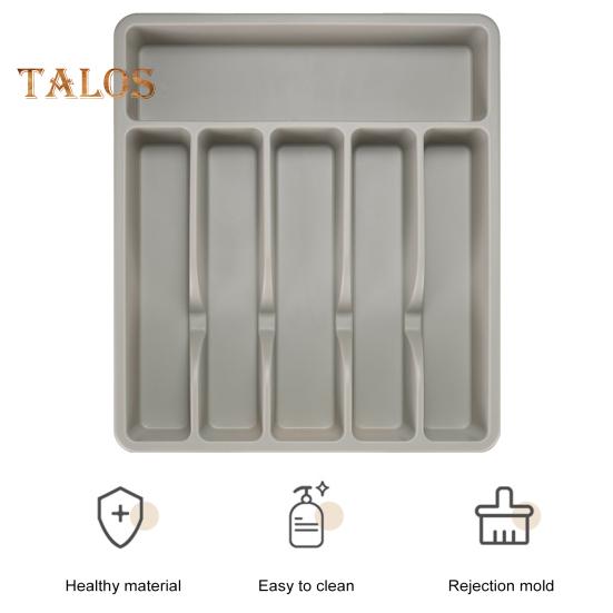 Cutlery Drawer Organizer Tray 6 Compartment Plastic Storage Box for Kitchen Utensils Forks Spoons Cutter Sturdy BPA-Free Divider Holder