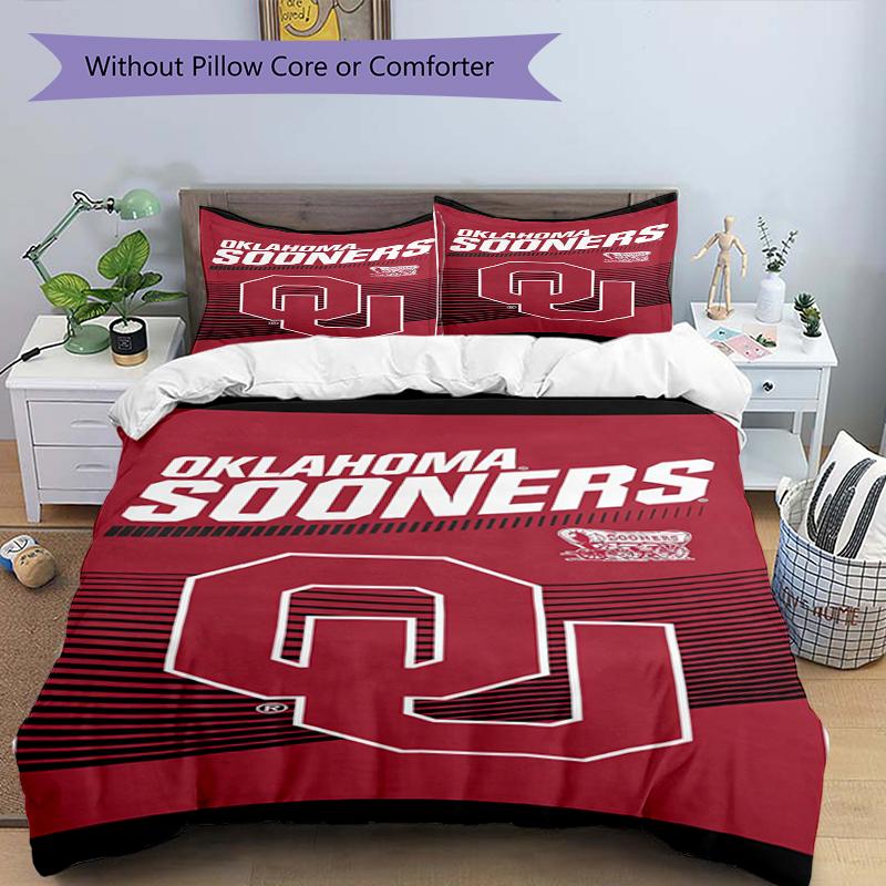 Oklahoma Sooners Beach Towel Themed Bedding 3Pcs Duvet Cover Set Decorative Bed Linen For Teen Room Home Decoration