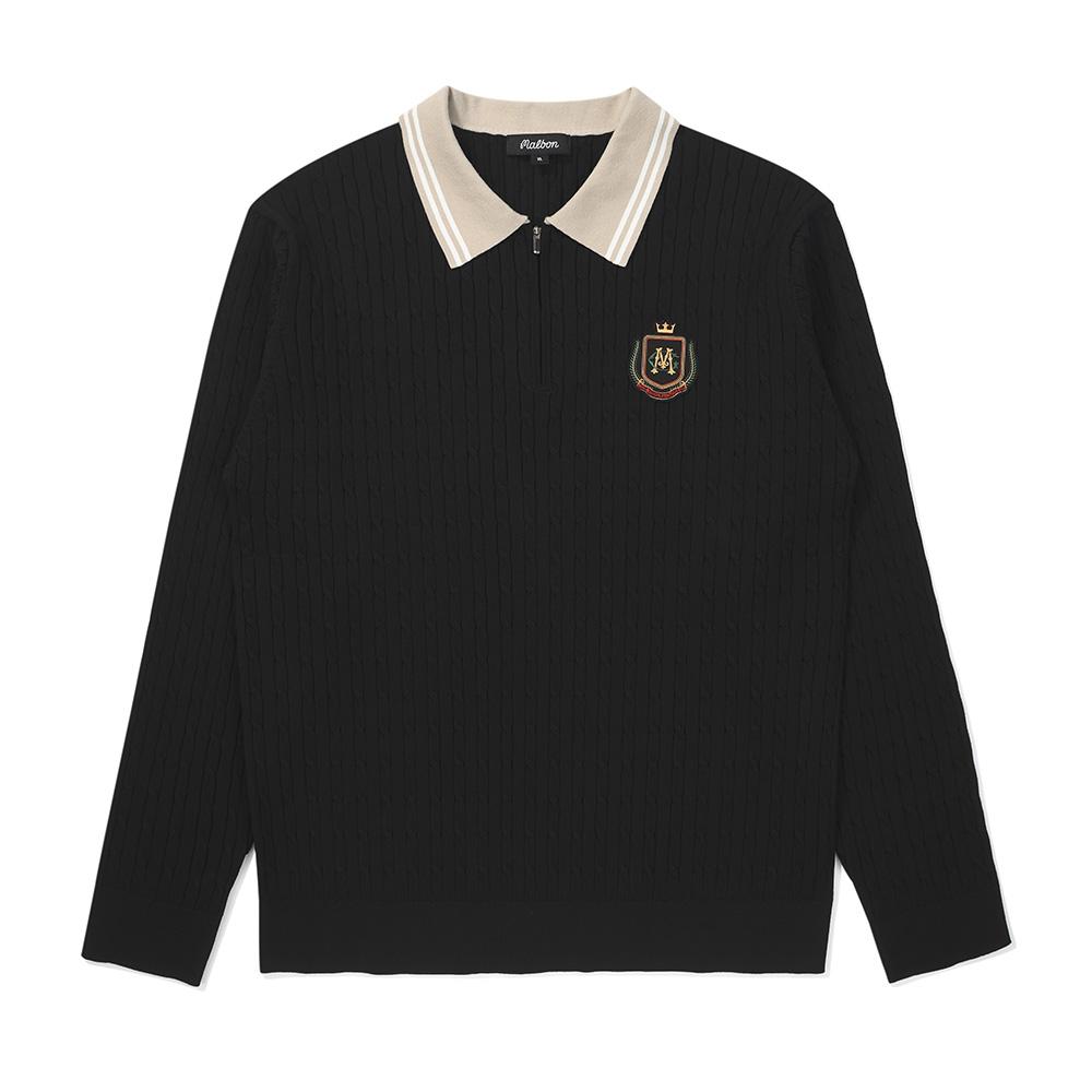 MALBON GOLF Classic Cable Half-Zip Sweater Black (Man)