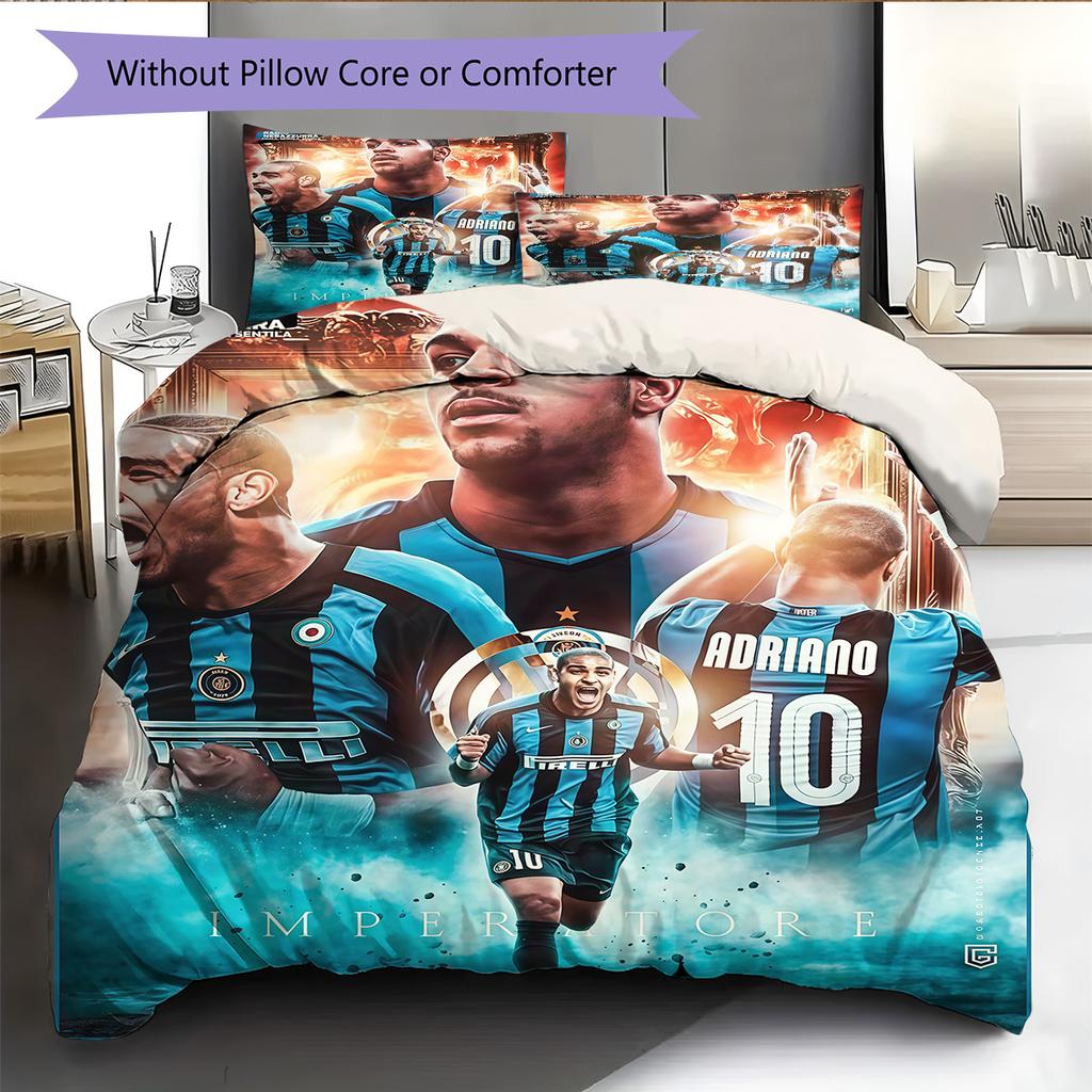 Inter Milan Pattern Bedding Quilt Set Quilt Cover Pillowcase Home Decoration Birthday Gift (1 * duvet cover + 2 * pillowcase, without core)