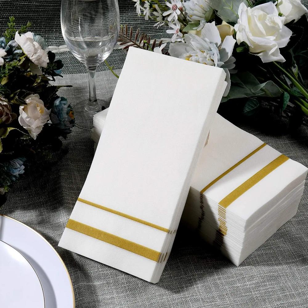 50 Piece Dust-free Paper Disposable Table Napkin Striped Print Biodegradable Disposable Serviette Soft Tissue Paper Birthday