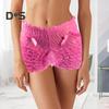 Men Sexy High Waist Underwear Mesh Lace Shorts Panties with Bowknot Decor Solid Color High Waist Panties