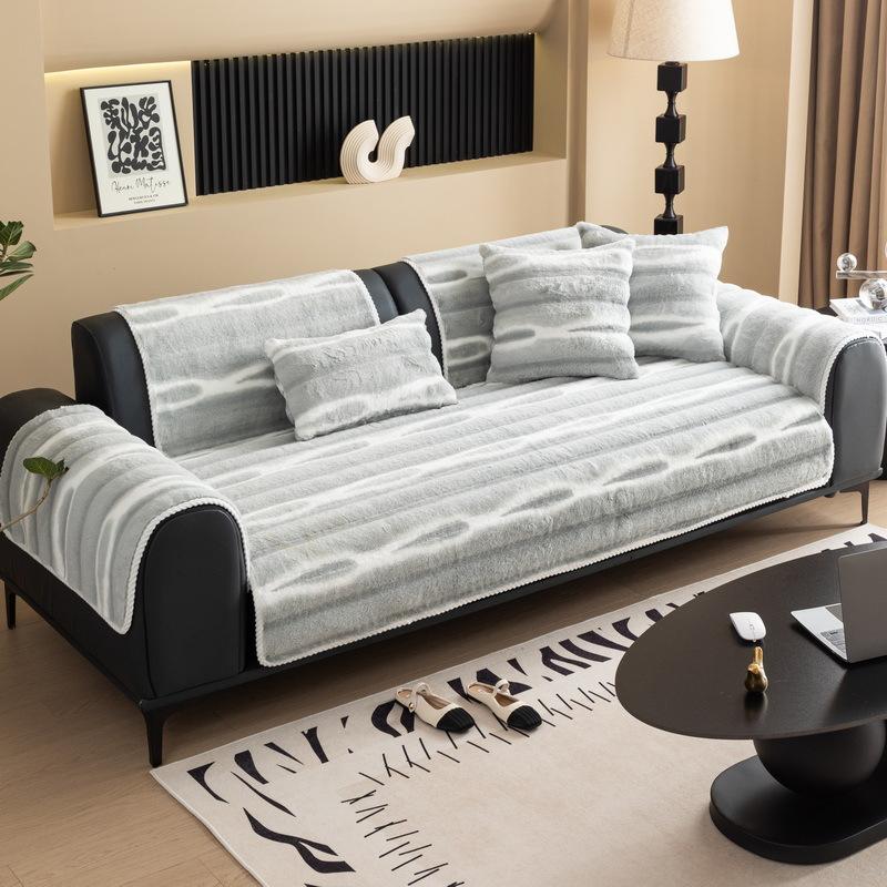 Imitation Mink Sofa Cushion Autumn And Winter Plush Seat Cushion Light Luxury High-Grade Leather Sofa Cover  New Cover