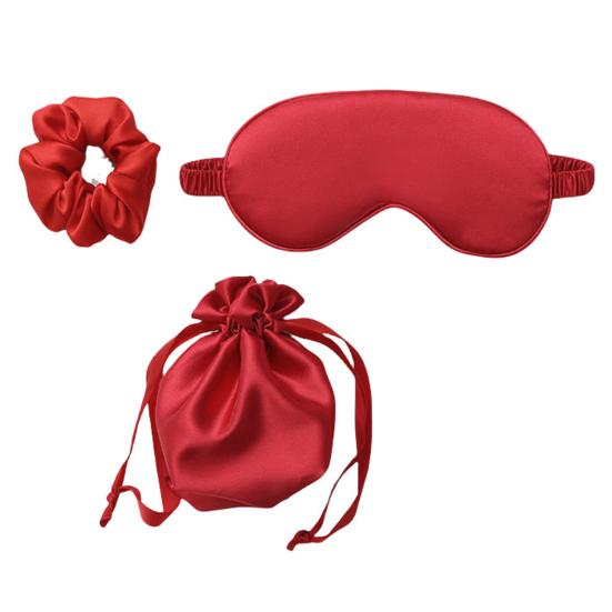 

Набір шовкових сатинових масок для сну Регульована контурна пов язка на очі з сумкою для зберігання Портативна маска для сну в літак для подорожей Літак Дім червоний