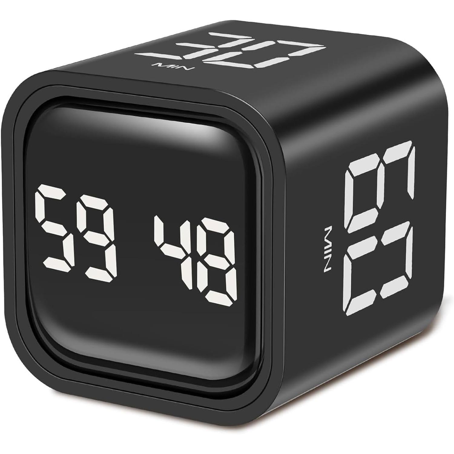 

Multifunctional Cube Timer 5/10/30/60 Min Countdown with Pause/Resume, Silent/Vibrate/Adjustable Sound Alarm,Rechargeable Lithium Polymer Battery for чорний