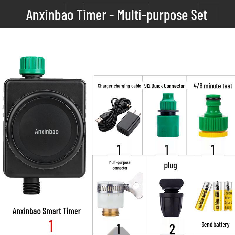 Smart WiFi Timer: Automatic Remote-ControlFlower Watering Kit with Adjustable Sprinkler Head Timer + Multipurpose Connector Set