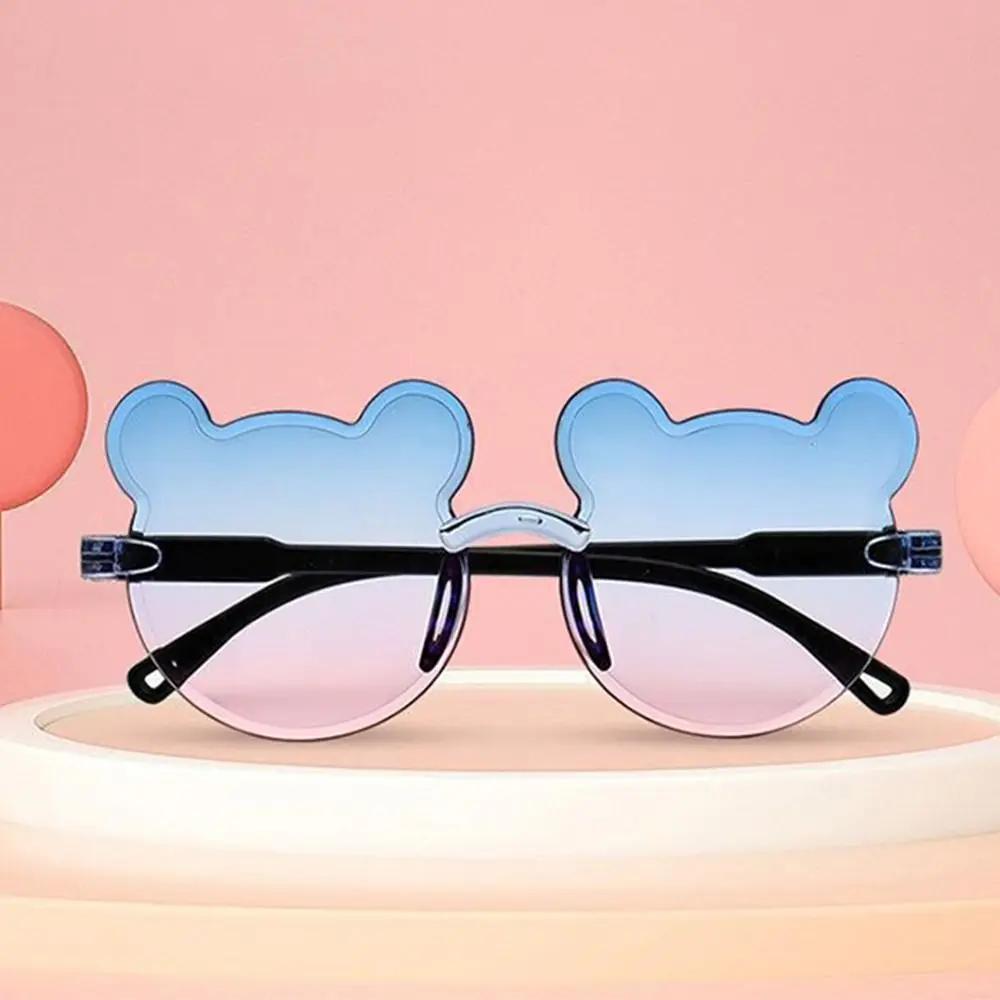Latest Kids Sunglasses Cartoon Bear Sun Eyeglasses for Boys Girls Children Rimless Design Sun Eyeglasses UV400 Eyeglasses Anti-Glare Sunglasses