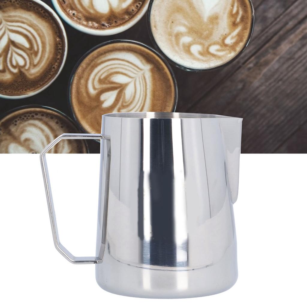 Milk Frothing Pitcher Stainless Steel 600ML Steaming Pitcher for Milk Frother   Arts(600ml;with  : )