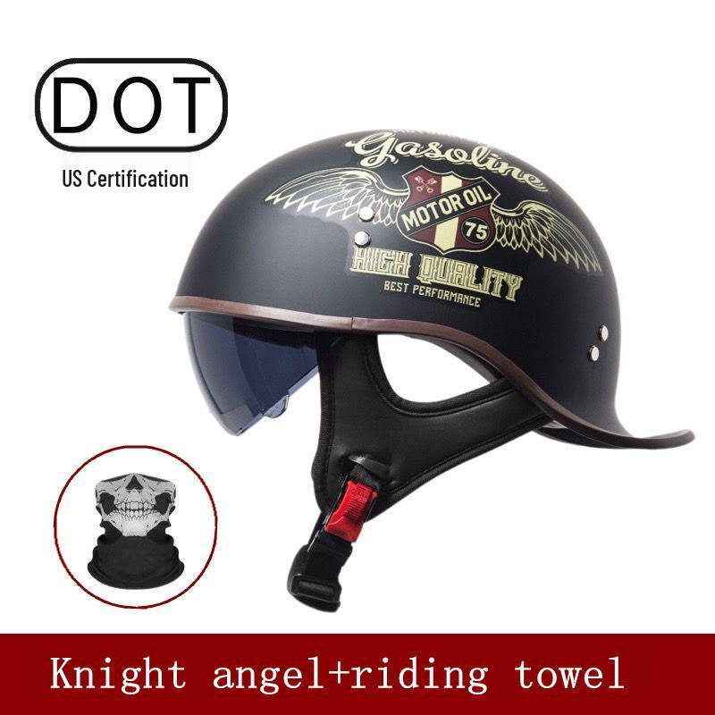 Retro Summer Lightweight Half Helmet with Inner Lens for Men and Women