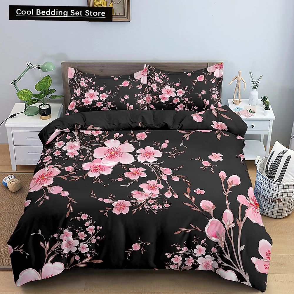 Comforter Tropical Leaves Butterfly Printed Bedding Sets With Pillow Case Luxury Polyester Queen/King Size Gift Blue