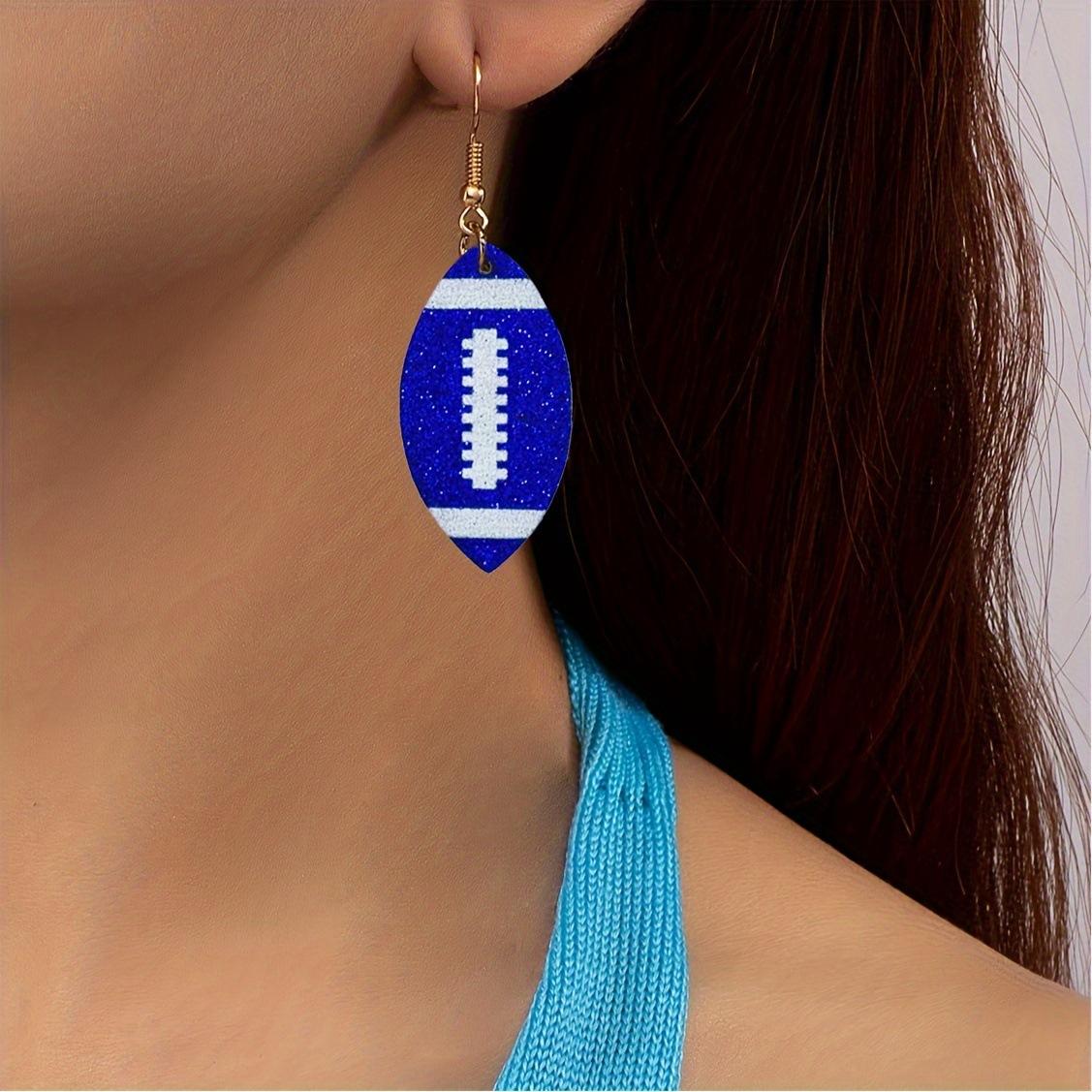 Ball Rugby Earrings Colorful Leather Earrings Hot Sale Creative New Fashion Acrylic Material синий