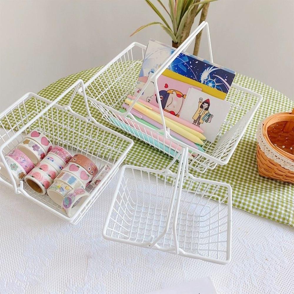 Model Shopping Cart Storage Hollow Toy Trolley Container Creative Desktop Stationery Holder  Office