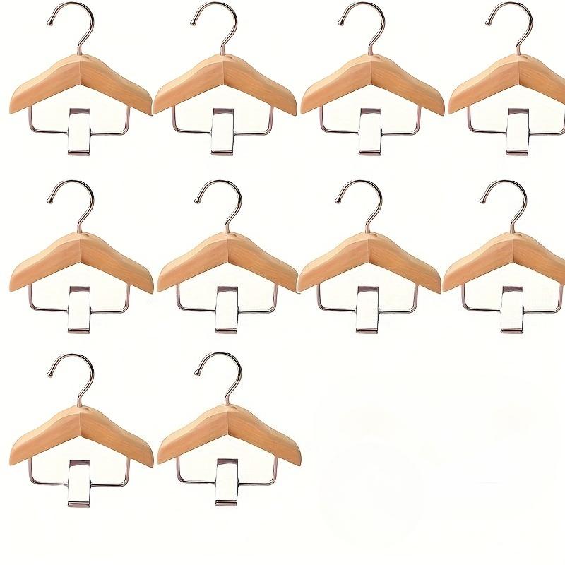 Mini Wooden Hangers with Stainless Steel Clips - Space-Saving Organizer for Pet Clothing & Accessories,Ideal For Small Items