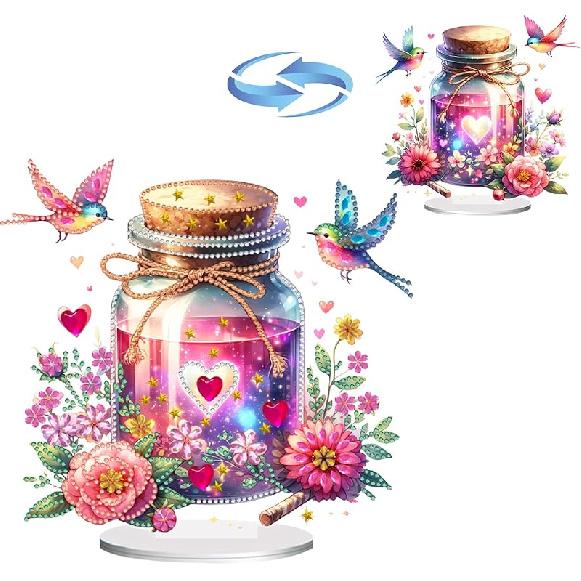 BAYUNOE DIY Diamond Art Painting Desktop Ornament Easter Handmade Double-Sided Pattern Diamond Art Decorated Tabletop Ornaments Single Sided Diamond