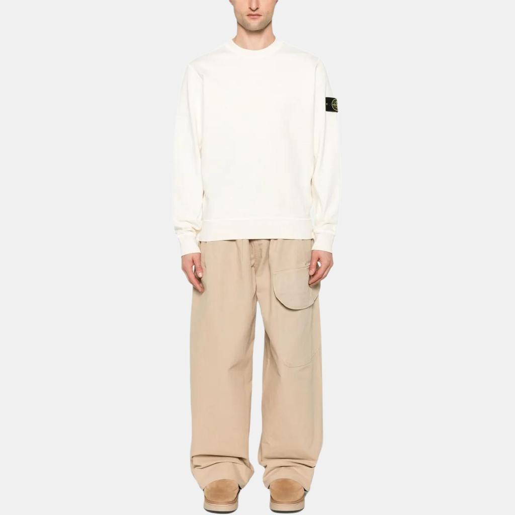 STONE ISLAND Loose Fit Solid Color Crew Neck Long Sleeve Sweatshirt Men Sweatshirt White K1S156100020S0060-V0193