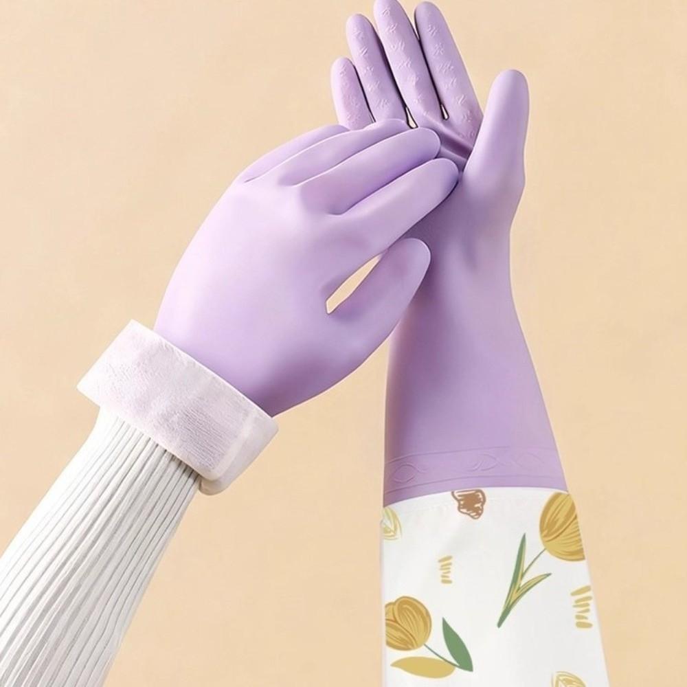 Thick Velvet Washing Gloves Waterproof Dish Washing Gloves Cleaning Gloves Bowl Cleaning