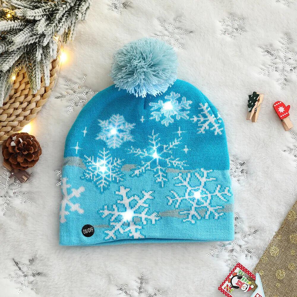Christmas Themed Light Up Beanie with LED Lights Xmas Gift for Kids Adult
