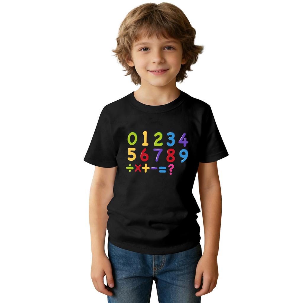 Fashionable Round Neck Short Sleeve Work Clothes Printed Tops For KID Summer Tops