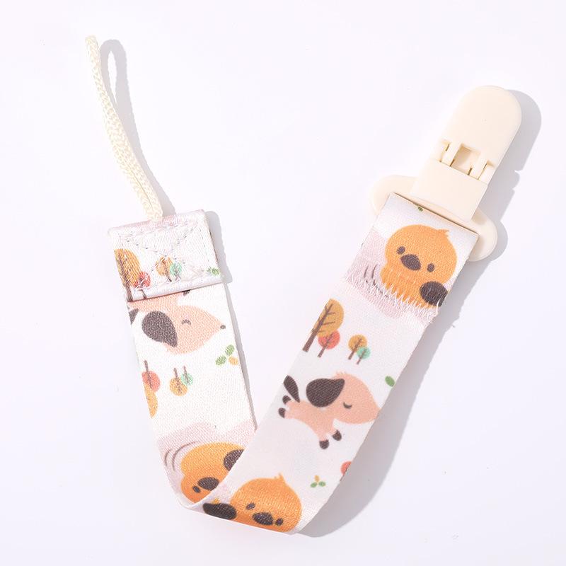 Baby Pacifier Clip Cartoon Print Anti-Lost Chain Dummy Clip Nipple Holder Soft Nipple Soother Clip Baby Teether Toy