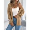 QICED Early Autumn Casual Hollowed-out Lantern Long-sleeved Cardigan Sweater Mid-length Coat Women's Wear