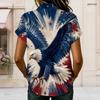 Womens Plus Size Collared Short Sleeve Shirt Colorful Rainbow Heart Print Button Front Casual Summer Top