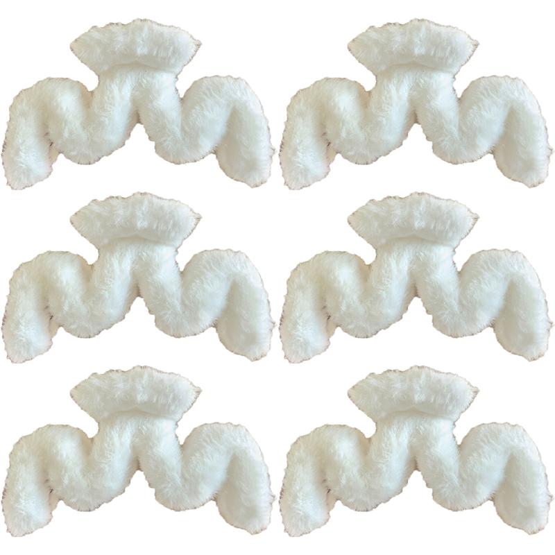 Oversized Plush Hair Clip Women Autumn Winter Wavy Hair Shark Clip Elegant Hair Accessories